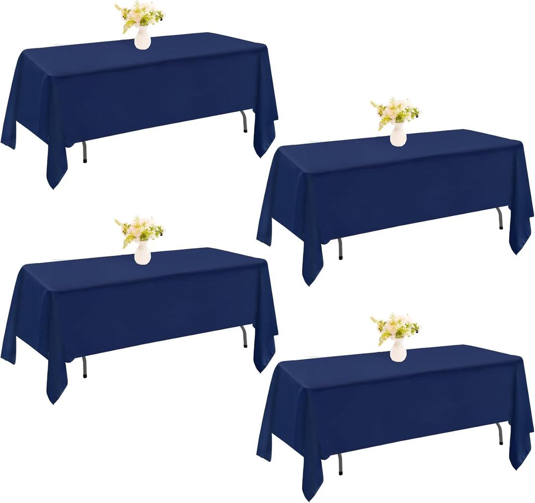 2 Pack Navy Blue Rectangle Polyester Tablecloth 60x102 Inch Washable Polyester Table Cover for Wedding Dining Table Buffet Parties Banquet Decor