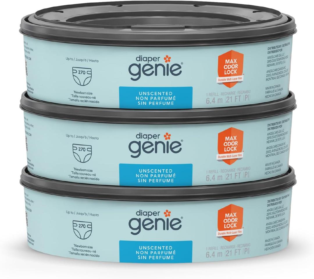 Diaper Genie Bags Refills 270 Count (Pack of 3) with Max Odor Lock | Holds Up to 810 Newborn Diapers (270 Count (Pack of 3))