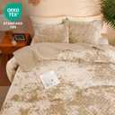 Luxury Soft Velvet Quilt Set Full Queen Size - Lightweight Velvet Bedding Set for All Season, Oversized Bedspread Coverlet Comforter Set with 2 Pillow Shams, Beige Brown, Diamond