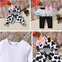 fioukiay Baby Girl Halloween Animal Outfits Infant Long Sleeve Romper Tutu Pant With Hooded Coat 3PC Clothes Set (6-12 Months, White Cow)