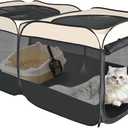 2-in-1 Dog Playpen 58''Pop Up Cat Pet Playpen, Assembly-Free Indoor Outdoor Kitten Enclosure, Kitten Pen Cat Cage Portable Puppy Tent Crates Kennel for Small Animals(No Divider, Unified Space)