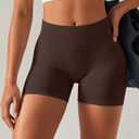 OLCHEE Womens Workout Shorts Seamless Scrunch Butt Lifting 3 Pack Yoga Gym Athletic High Waisted Tummy Control Booty 4.1" Inseam - Black Brown Red Small