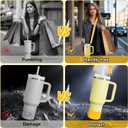 2 x Cup Accessories Set Compatible with Stanley H2.0 & Protour 30oz 40oz, Carrier with Strap & Protective Boot, Handle Shoulder Cross Carrying Strap for Women Men (Yellow, Fit Stanleyy 40oz)