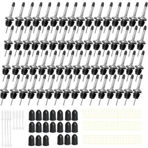 80 Pack Stainless Steel Bottle Pourers Tapered Liquor Pourers with Rubber Dust Caps Tapered Pour Spouts for Liquor Bottles Vinegar Bottle Dispenser for Wine Oil Beer Drink Water Bar Supplies