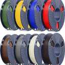 SUNLU PLA Filament 1.75mm Bundle, 3D Printer Filament Bundle 250g, 8 Rolls, 2kg Total, Roasted Chestnut Black+Bone White+Grey+Coffee Brown+Red+Klein Blue+Vivid Yellow+Olive Green