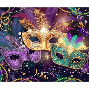 Yeele 10x8ft Mardi Gras Mask Backdrop for Photography Carnival Masquerade Pearl Necklace Confetti Golden Mask Background for Festival Birthday Theme Party Decoration Portrait Photo Shoot Props Vinyl