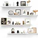 LaVie Home Floating Shelves for Wall Storage Set of 4, 48 Inch Picture Ledge Shelf, White Wall Shelves with Lip for Kitchen, Bedroom, Bathroom, and Living Room