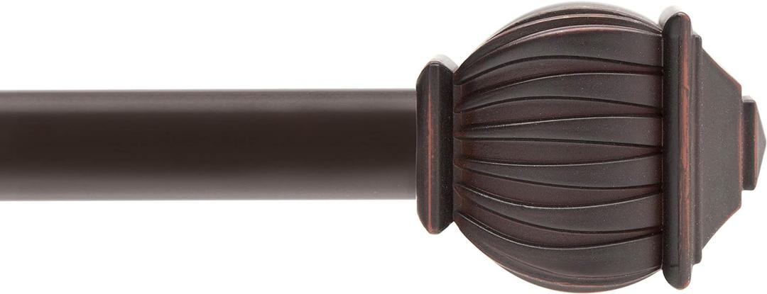 Kenney KN71713 Beckett Soft Square End Standard Decorative Window Curtain Rod, 48-86" Adjustable Length, Weathered Brown Finish, 5/8" Diameter Steel Tube, 1-Pack