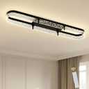 Jaycomey 43 inch Modern Black LED Ceiling Light Fixture, 54W Dimmable Flush Mount Ceiling Light with Remote, Adjustable 3000K-6500K Dining Room Light Fixtures for Hallway Living Room