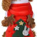 POPETPOP Dog Deer Costume Christmas Dog Costume : Flannel Reindeer Xmas Clothes with Elk Antlers Christmas Hoodies Outfit for Small s(XS)
