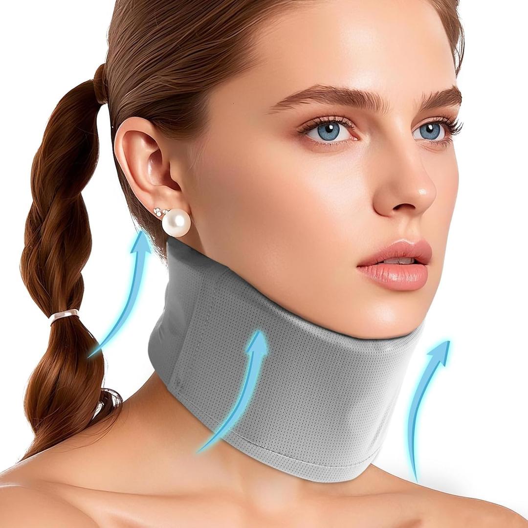 Ice Silk Neck Brace - Soft, Breathable Cervical Collar for Pain Relief & Posture Correction - Washabel Anti-Snoring Support for Comfortable Sleep - Ideal for Office Workers