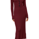 MASCOMODA Women Fall Long Sleeve V Neck Sweater Dress Casual Lapel Button Up Slim Fit Ribbed Knit Long Maxi Dresses,Medium