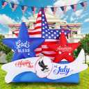 7.2FT 4th of July Inflatables Outdoor Decorations, Inflatable Star Decoration, Built in LED Lights Blow up Memorial Patriotic Inflatable Independence Day Decor for Party Procession Yard