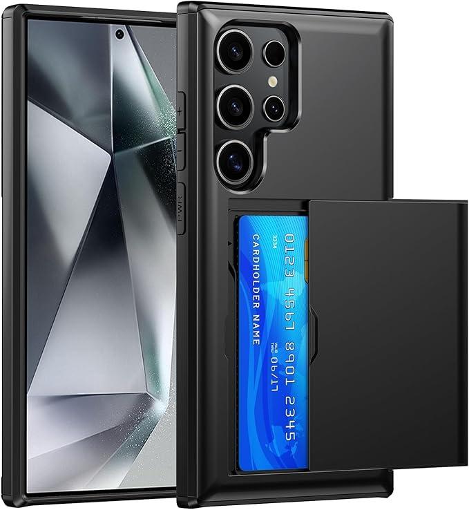 ATRAING Compatible with Samsung Galaxy S24 Ultra Wallet Case with Credit Card Holder Hidden Card Slot Slim Shockproof Protective Hard Cover for Women Man Grey