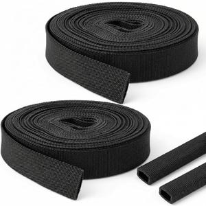 Heavy-Duty Hydraulic Hose Protector and Welding Sleeves, 2-Pack Nylon Cable Wrap, 33 ft Length, Black Protective Sheath for Torch, Cords, and Tubing