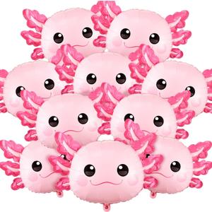 34 Inch Axolotl Birthday Party Decorations Aluminum Foil Axolotl Balloon Inflatable Summer Party Supplies for Beach Themed Favor(Pink)