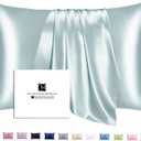Ravmix Silk Pillow Cases with Zipper, 21momme Mulberry Silk Pillowcase for Hair Skin Health, Soft Smooth Breathable Cool Pillow Cover for Beauty Sleep with Gift Box 1PC(Standard 20"x26", Aqua Green)