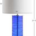 JONATHAN Y 27.5" Cobalt Modern Fused Glass Table Lamp Set of 2 for Bedroom Living Room, Coastal Nightstand Bedside Lamp with White Linen Shade, LED Bulbs Included (JYL4017D-SET2)