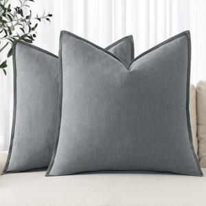 MIULEE Decorative Linen Pillow Covers 20x20 Inch Farmhouse​ ​Neutral Couch Throw Pillows for Bed Pack of 2 Accent Modern Pillowcase Sofa Livingroom Home Decor