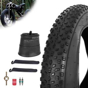 RUTU 20x4.0/20x3.0 Bike Tire Foldable,20x4.0/20x3.0Fat Tire Tube,20 Inch Bike Tire and Tube with Tire levers,Valve Tool Compatible with Electric Bike/Mountain Bike Tires and Tubes
