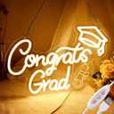 FRAMICS Congrats Grad Neon Sign 10 Adjustable Brightness 2026 Graduation Decorations Lighted Congrats Grad Sign with 9.8 FT USB Power Cord Warm White LED Graduation Sign for Wall Decor Party Backdrop