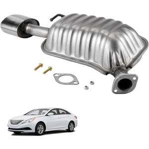 HS08 Left Rear Exhaust Muffler for 2011-2014 Hyundai Sonata 2.0L Turbo/2.4L | Dual Outlet, Not for Hybrid, Stainless Steel Direct-Fit Muffler, Replace 53893