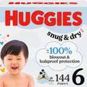 Huggies Size 6 Diapers, Snug & Dry Baby Diapers, Size 6 (35+ lbs), 144 Count (2 Packs of 72)