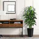 Artificial Dracaena Tree 5FT - Fake Tree with Black Tall Planter - Faux Yucca Tall Fake Floor Plant in Pot - Artificial Plant for Home Office Living Room Decor Indoor