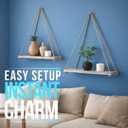 Comfify Hanging Shelves for Wall - Set of 2 Rustic Farmhouse Boho Shelves with String 17x5.2 Thick Distressed, Torched Look Real Wood - Rustic White