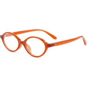 AIEYEZO Small Oval Blue Light Glasses for Women Fashion Retro TR90 Oval Frames Computer Screen Glasses (Orange Red)