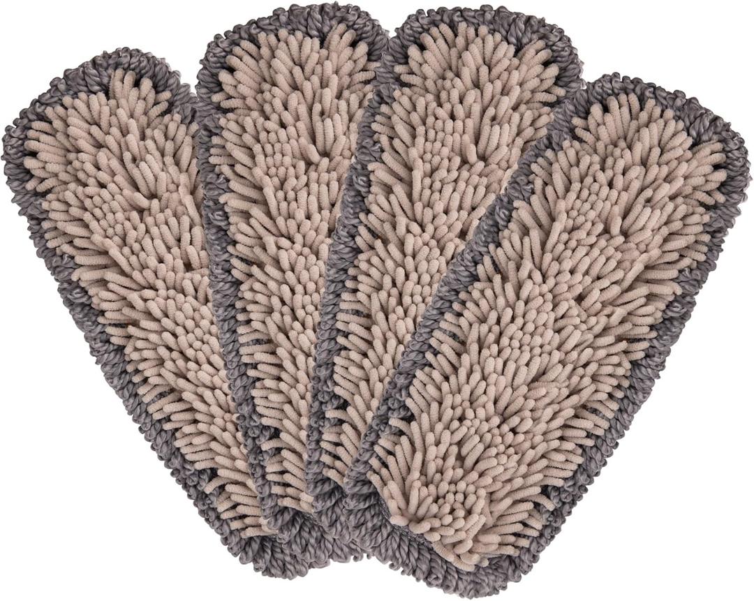 4 x CLEANHOME Microfiber Mop Pads 4 Pieces for Floor Cleaning,Fit CLEANHOME Dust Mop: B09PBPGSJ3, Chenille Microfiber Replacement Pads