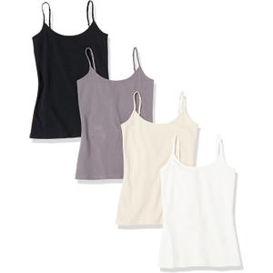 Amazon Essentials Women's Slim-Fit Camisole for Layering and Everyday Wear, Pack of 4
