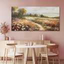 YETHEN WAL Floral Wildflower Meadow Wall Art Countryside Cottage Landscape Canvas Print, Rustic Farmhouse Coastal Dcor for Hallway Living Room Bedroom, 2040 Inch