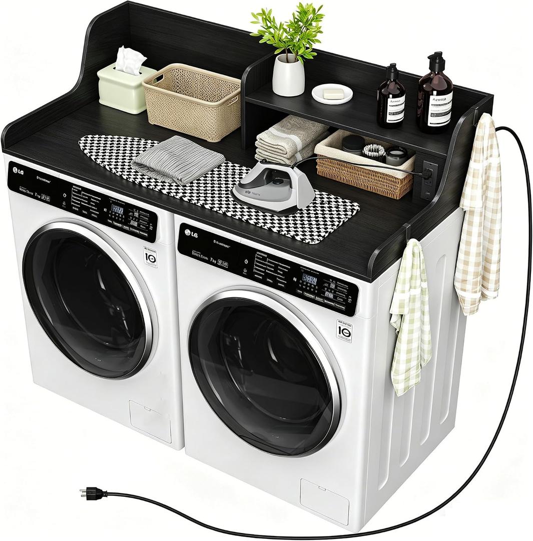 Washer Dryer Countertop with Power Outlet, 54"W x 27.5"D Laundry Countertop