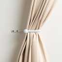 White Curtain Holdbacks - 2 Pack, Metal Curtain Tiebacks Wall Mounted, Decorative Drapery Wall Hooks with Hardware Accessories, Curtain Pull Back Hooks, Window Side Holders for Drapes