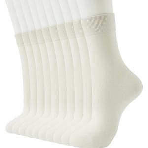 J-BOX 8-10 Pairs Womens Cotton Crew Socks Thin Dress Socks for Women Above Ankle Breathable Casual Sock (6-9)