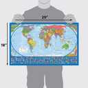 2 Pack - Laminated World Map Poster & USA Map Set - Equal Earth world map design shows continents at true relative size - US Map 18 x 29 (Blue)