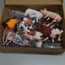 Yowlieu Realistic Farm Animal Figures Toys, 44 Pcs Plastic Farm Figurines Playset Includes Fences Mini Farm Animal Cake Topper Learning Toy Set for Kids & Toddlers