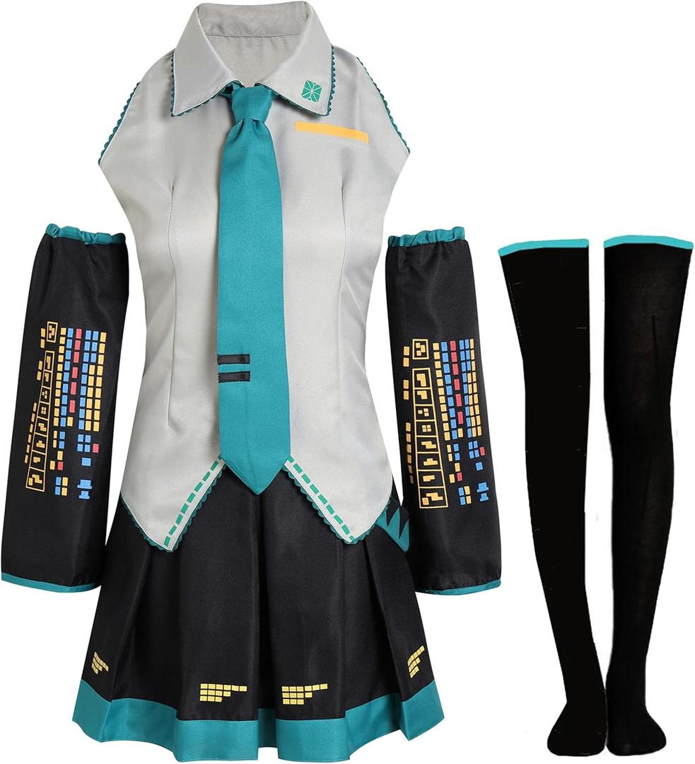 Anime Cosplay Costume Outfit Top Skirt Full Set Women Halloween Costume (XX-Large, Gray)