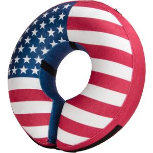 BENCMATE Protective Inflatable Collar for Dogs and Cats - Soft Pet Recovery Collar Does Not Block Vision (XLarge, Flag) ([Neck:18"-23"] X-Large, Flag)