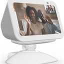 Swivel and Tilt Stand for Echo Show 5 (3rd Gen) - Viewing Angle Adjustable Stand for 5" Smart Display & Cell Phone with 280 Degree Rotating Base and Magnetic Attachment (White)