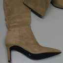 Knee High Boots Women Pointed Toe Tall Boots 3 In Stiletto High Heel Long Boots Side Zipper Dress Knee High Boots (8, Tan Suede)