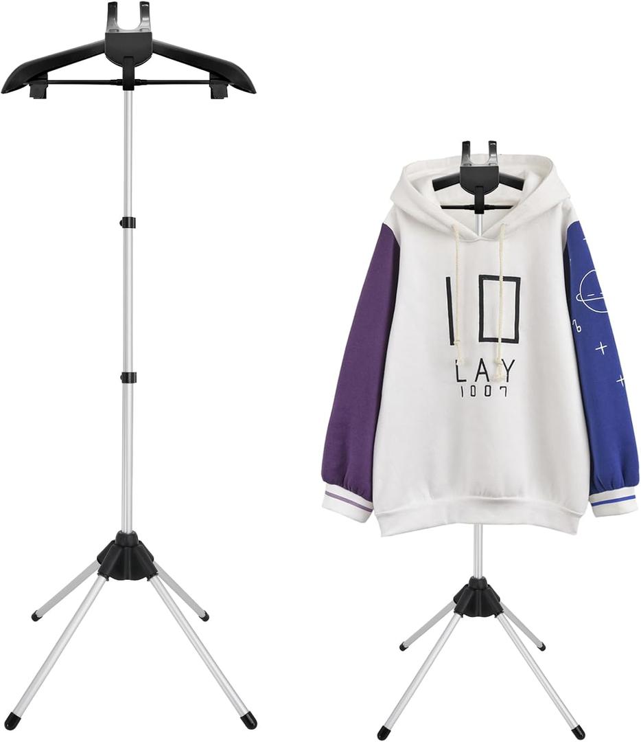 Adjustable T Shirt Display Adult for Vendors, 32-63 inch T Shirt Display Stand, Portable Hanging Black Metal Clothes Display, Hanger Rack for Clothing Dress Garment Coat Retail