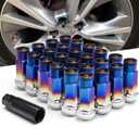 24pcs 12x1.25 Lug Nuts Extended Tuner Cold Forged Steel Wheel Nuts Open End Burnt Blue