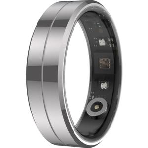 Smart Ring for Women & Men, Health Tracker with Blood Oxygen Monitor, Heart Rate & Sleep Monitor, 5-7 Days Battery, Waterproof Fitness Ring Size #9 (Silver)