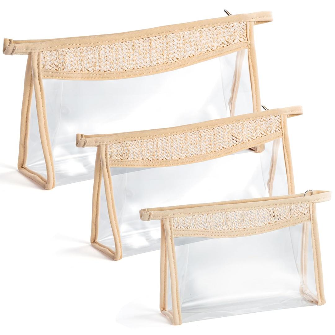 Boho Patch Cosmetic Bag - 3Pcs Summer Toiletry Bag Beige Clear Waterproof Travel Makeup Bag PVC Zipper Clutch Daily Use Purse Summer Beach Gifts for Women Girls (Clear Cosmetic Bag) Boho Patch Cosmetic Bag - 3Pcs Summer Toiletry Bag Beige Clear Waterproof Travel Makeup Bag PVC Zipper Clutch Daily Use Purse Summer Beach Gifts for Women Girls (Clear Cosmetic Bag)