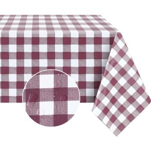 Romanstile Rectangle Vinyl Tablecloth, 100% Waterproof Buffalo Gingham Plastic Table Cloth, Heavy Duty Wipeable Checkered Table Covers for Outdoor, Camping, Picnic, Patio - 60 x 120, Burgundy