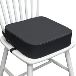 Toddler Booster Seat for Kitchen Chair, 3.5" Oxford Foam Cushion, Non-Slip Base, Adjustable Straps, Portable Dining Booster for Self-Feeding Toddlers at Home or on the Go (Dark Grey)