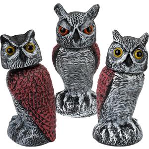 3-Pack Owl for Bird Deterrent - Weatherproof Bird Repellent Devices for Outdoor Use - Plastic Owls to Scare Birds Away and Control Garden Pests