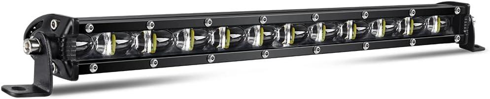 CO LIGHT Led Light Bar Single 14 inch Slim Single Row Lightbar Driving Combo Beam Off Road Work Lights with Mounting Brackets & 6D Reflectors for Truck, Car, Cabin, Boat, ATV, UTV (White)